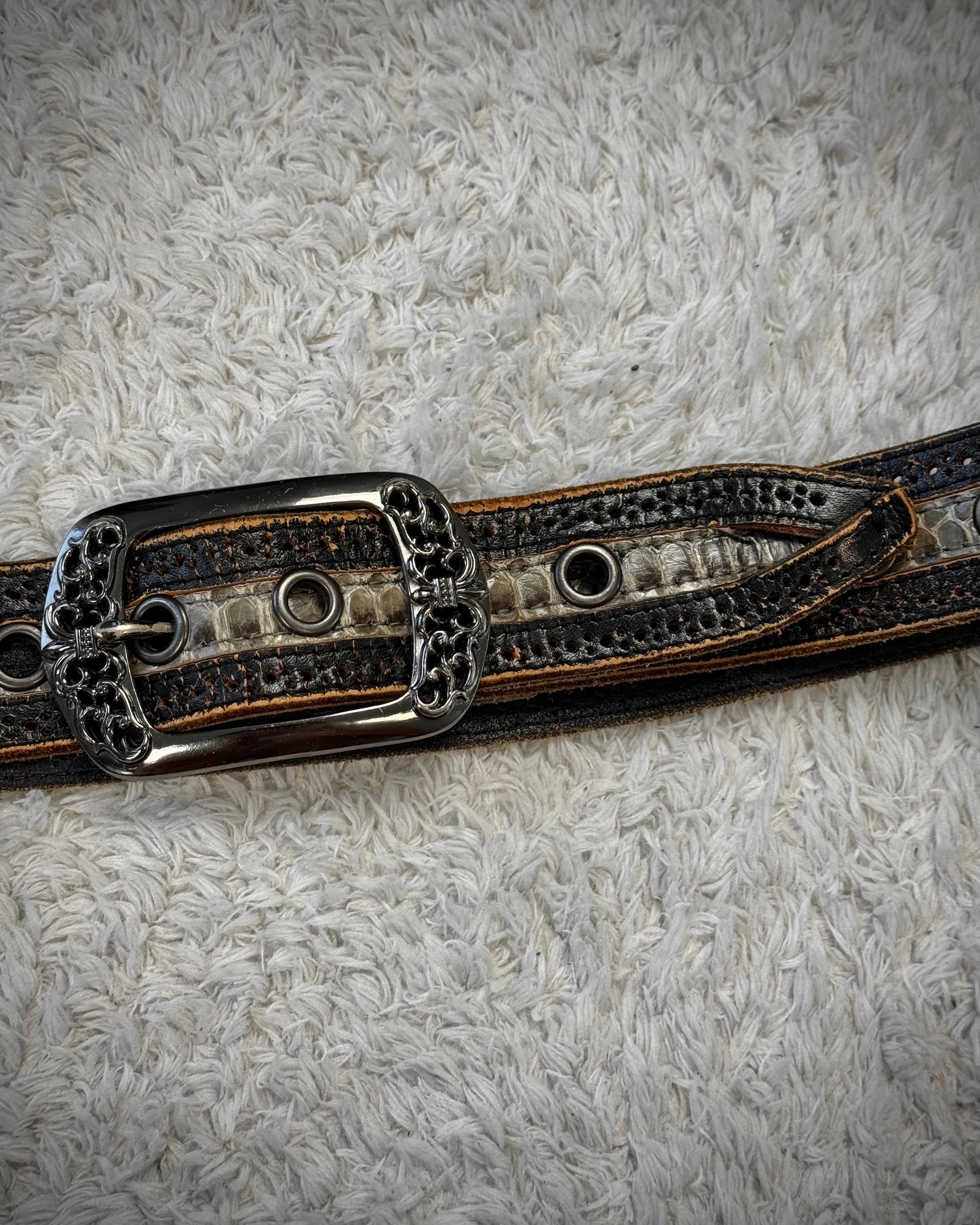 Tornado Mart Python Vintage Leather Belt