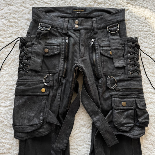 El Ropa Loco Silver Transformer Flared Lace Up Pants