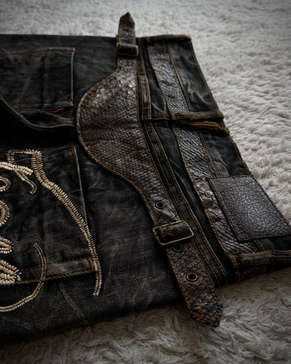 Tornado Mart Python Belted Flared Jeans