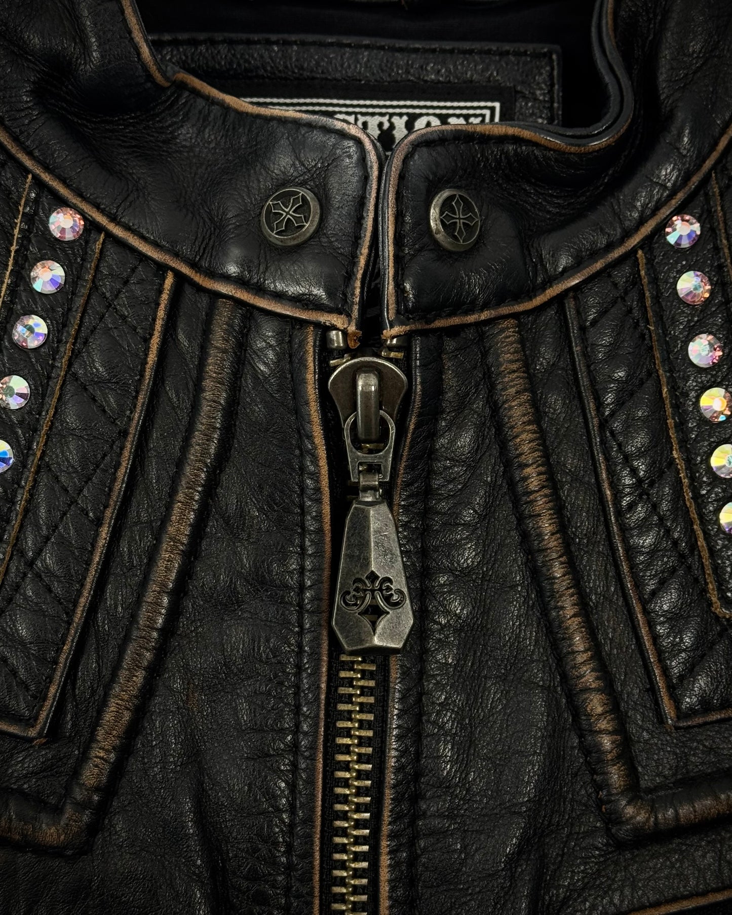 Affliction Limited Edition 3D Fleur De Lis Leather Jacket