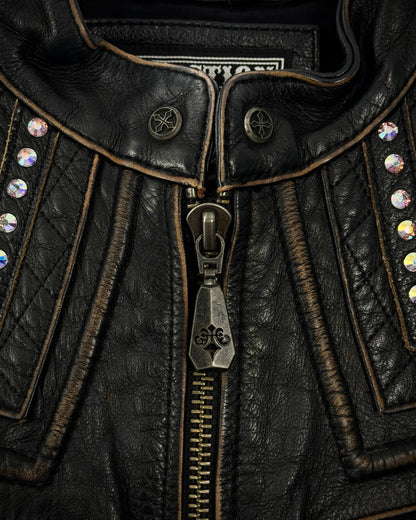 Affliction Limited Edition 3D Fleur De Lis Leather Jacket