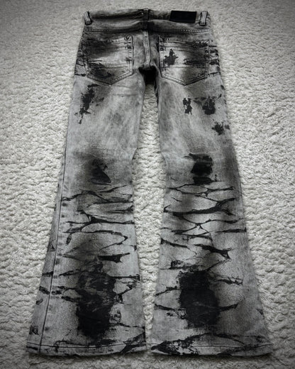 Tornado Mart Ash Clawmarks Coated Flared Jeans