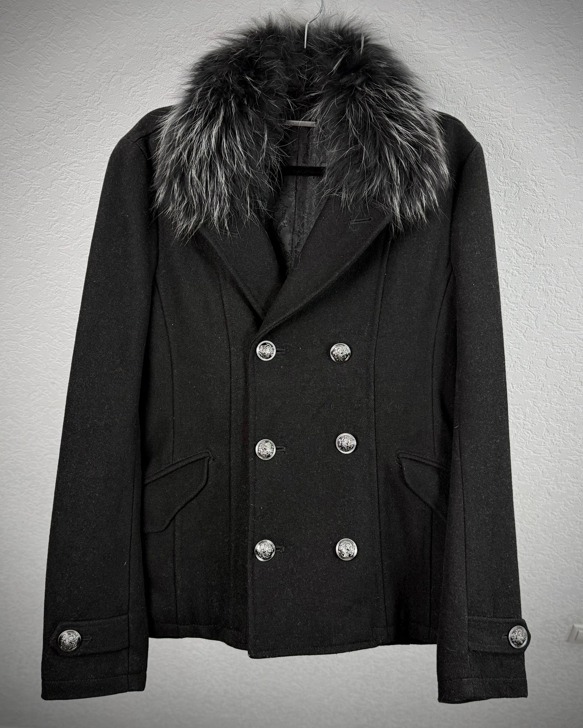 Fuga Raccoon Fur Napoleon Wool Jacket