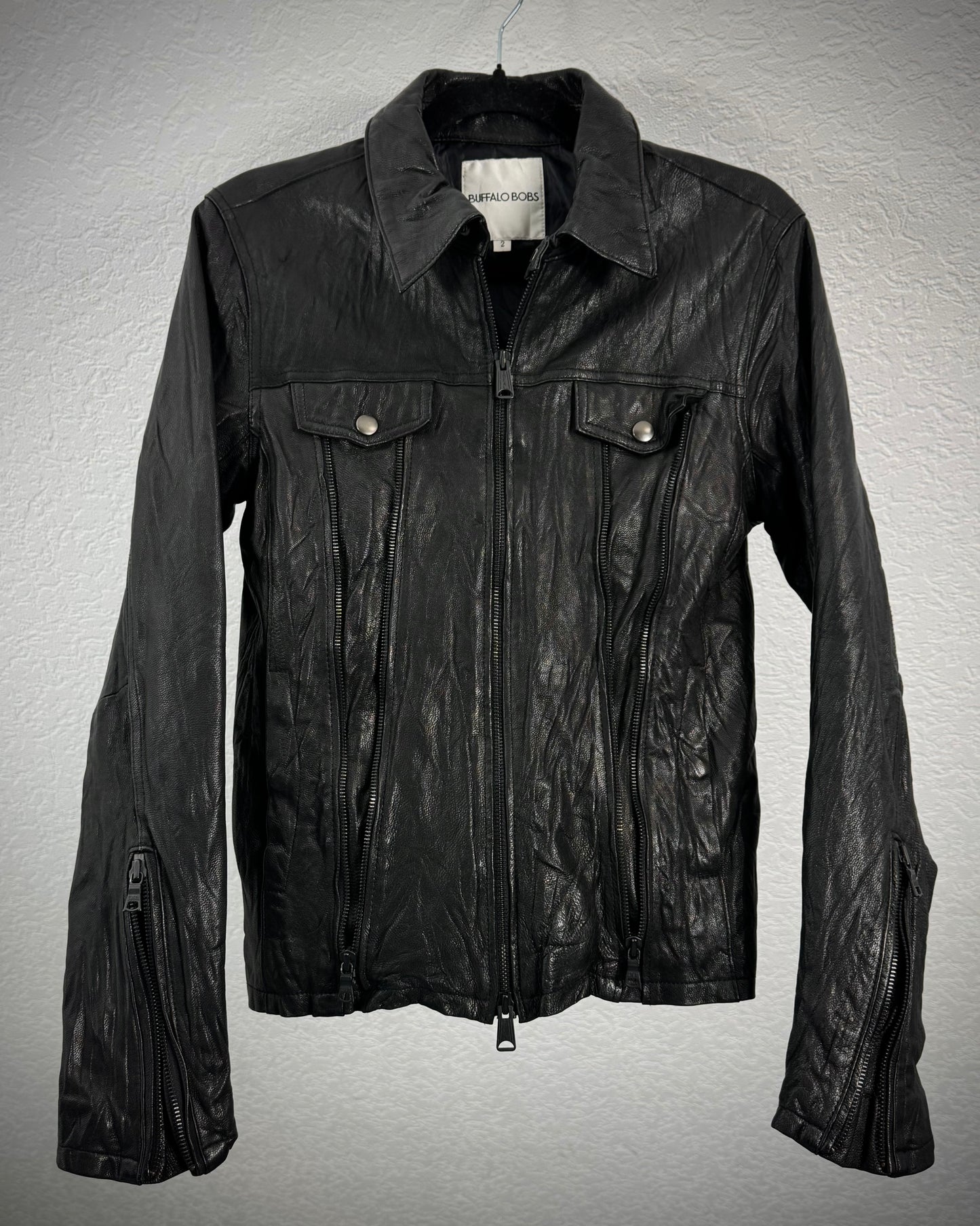 Buffalo Bobs Zippered Sheepskin Leather Jacket