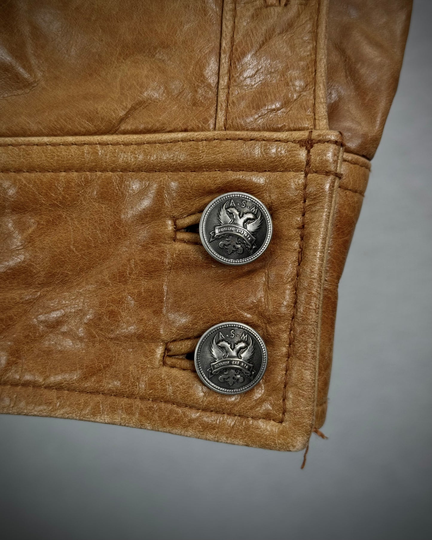 A.S.M. Raccoon Fur Café Leather Jacket