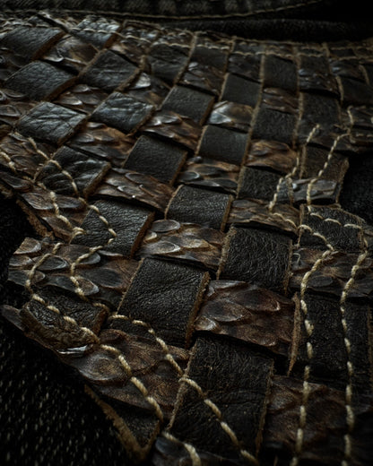Tornado Mart Western Studded Python Flared Jeans
