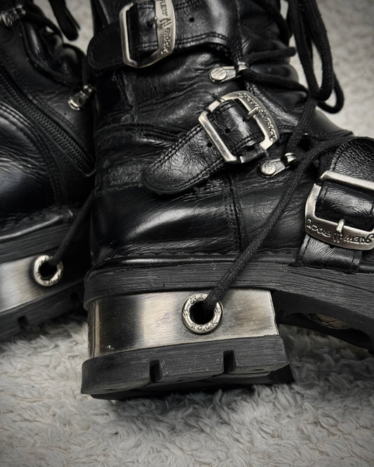 New Rock Steel Heel Leather Boots