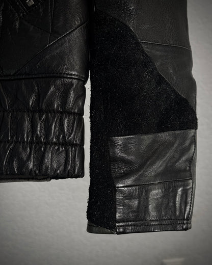 Lounge Lizard High Neck Patchwork Leather Jacket