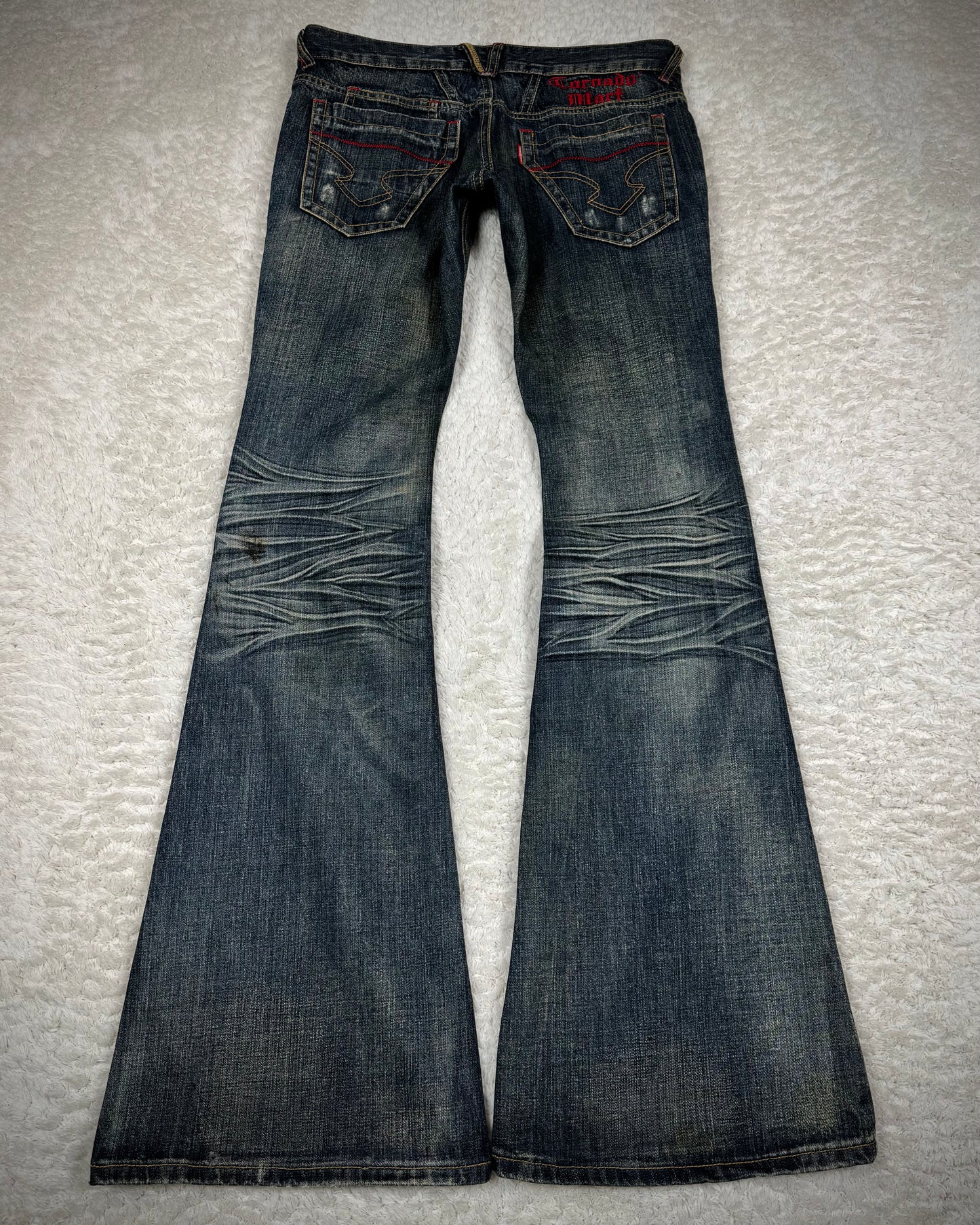 Tornado Mart Mud Washed Tassel Zippered Flared Jeans