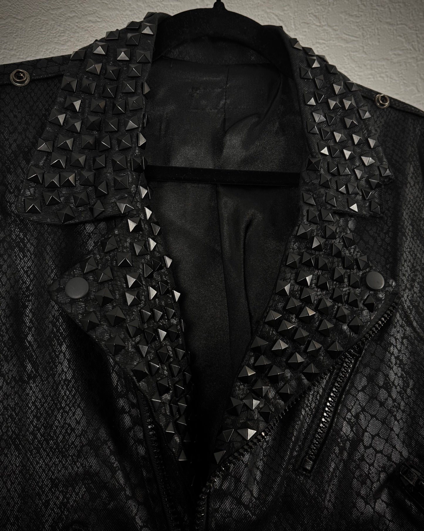 By The R Python Waxed Studded Biker Jacket