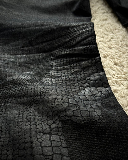 Tornado Mart 3D Python Coated Flared Jeans