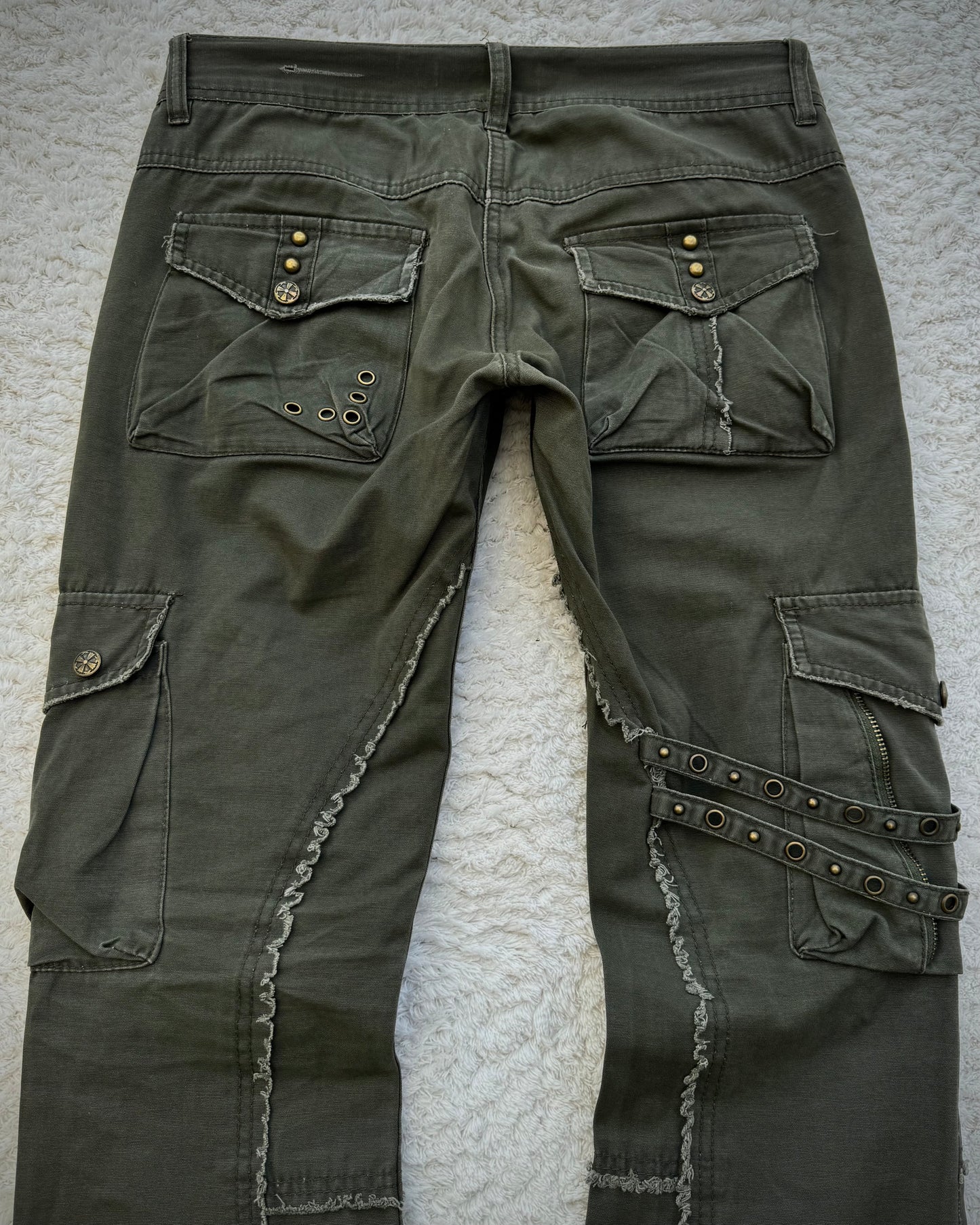 Midas Military Studded Laced Flared Cargo Pants