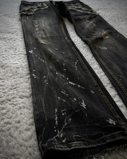 Semantic Design Python Detailed Silver Splatter Bootcut Jeans