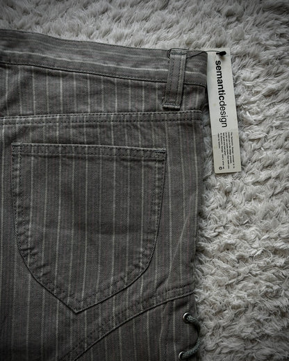 Semantic Design Lace Up Pin Stripe Flared Pants