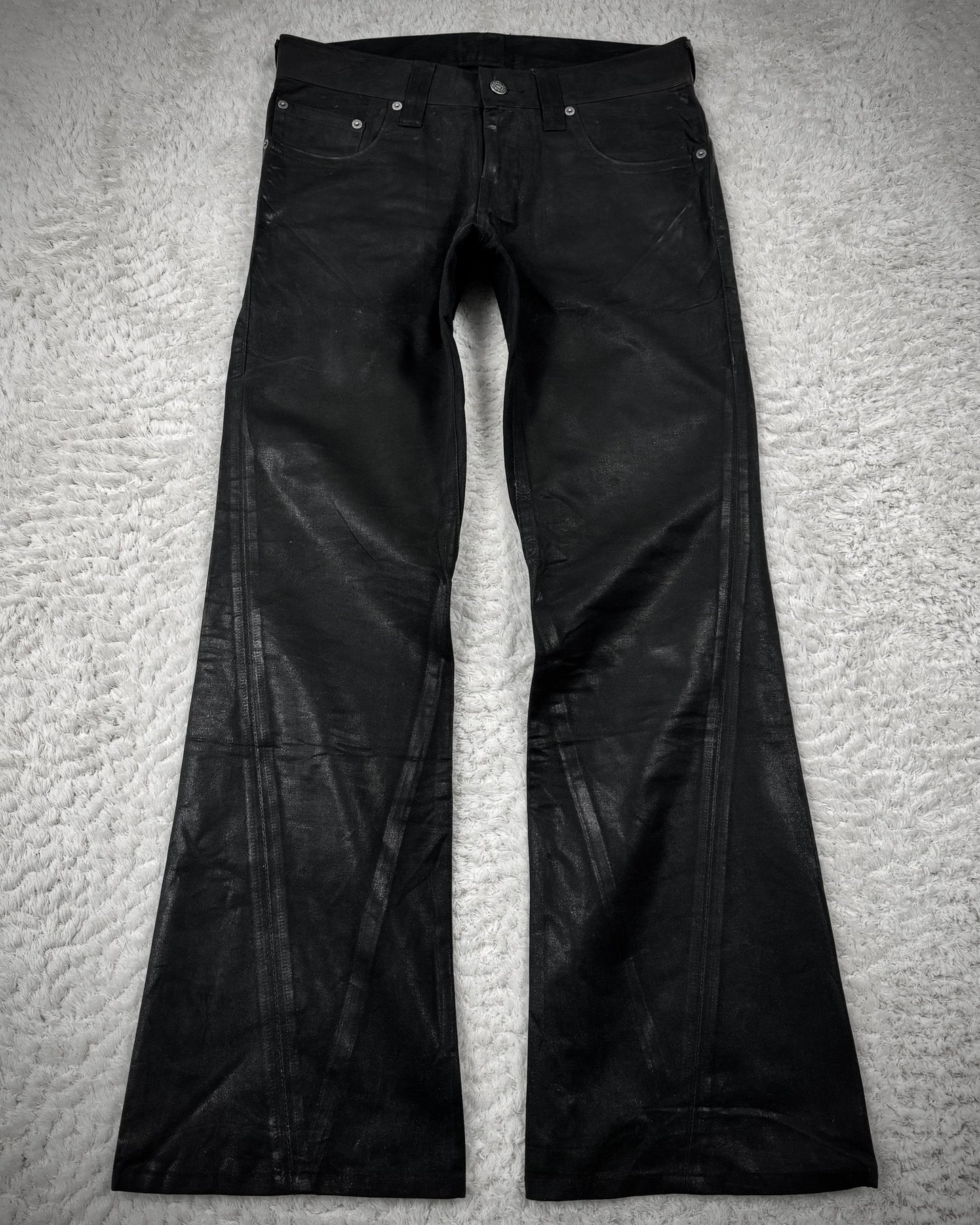 Tornado Mart Xray Waxed Tribal Embroidery Flared Jeans