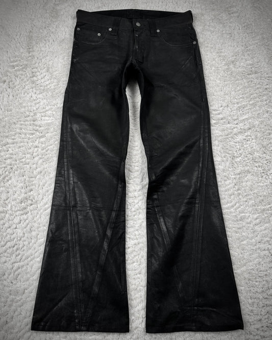 Tornado Mart Xray Waxed Tribal Embroidery Flared Jeans