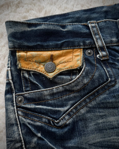 Rattle Trap Leather Flap Whiskered Bootcut Jeans