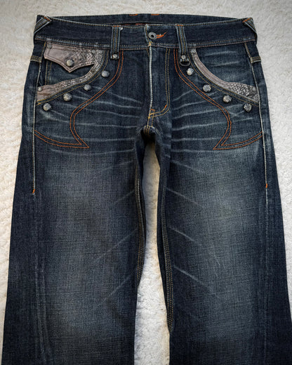 Nicole Club Python Detailed Western Bootcut Denim