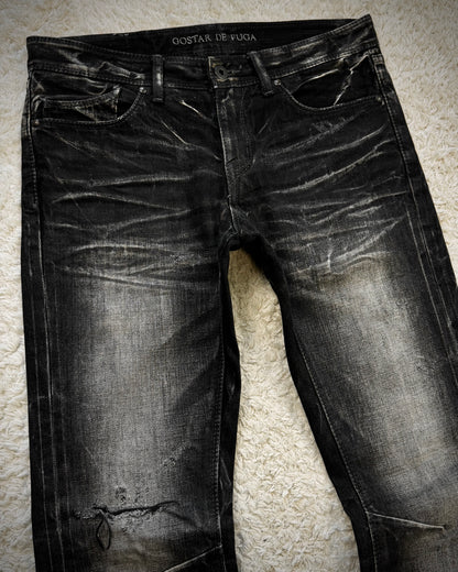 Fuga Whisker Washed Luster Flared Jeans