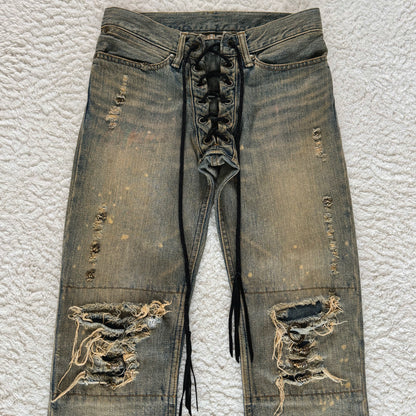 IfSixWasNine Mud Max Pierced Lace Up Bootcut Jeans