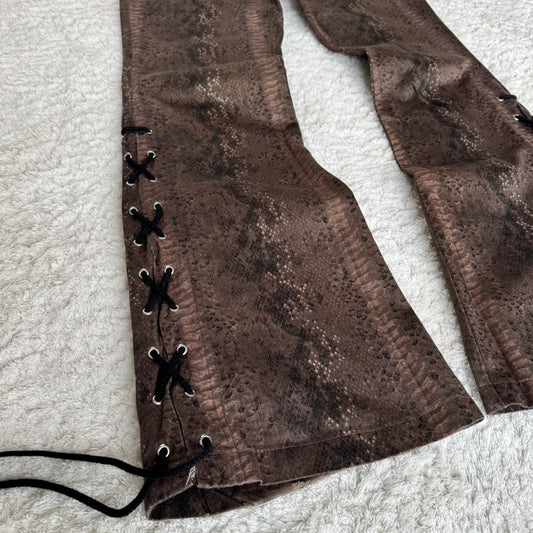 Tornado Mart Python Lace-Up Flared Jeans