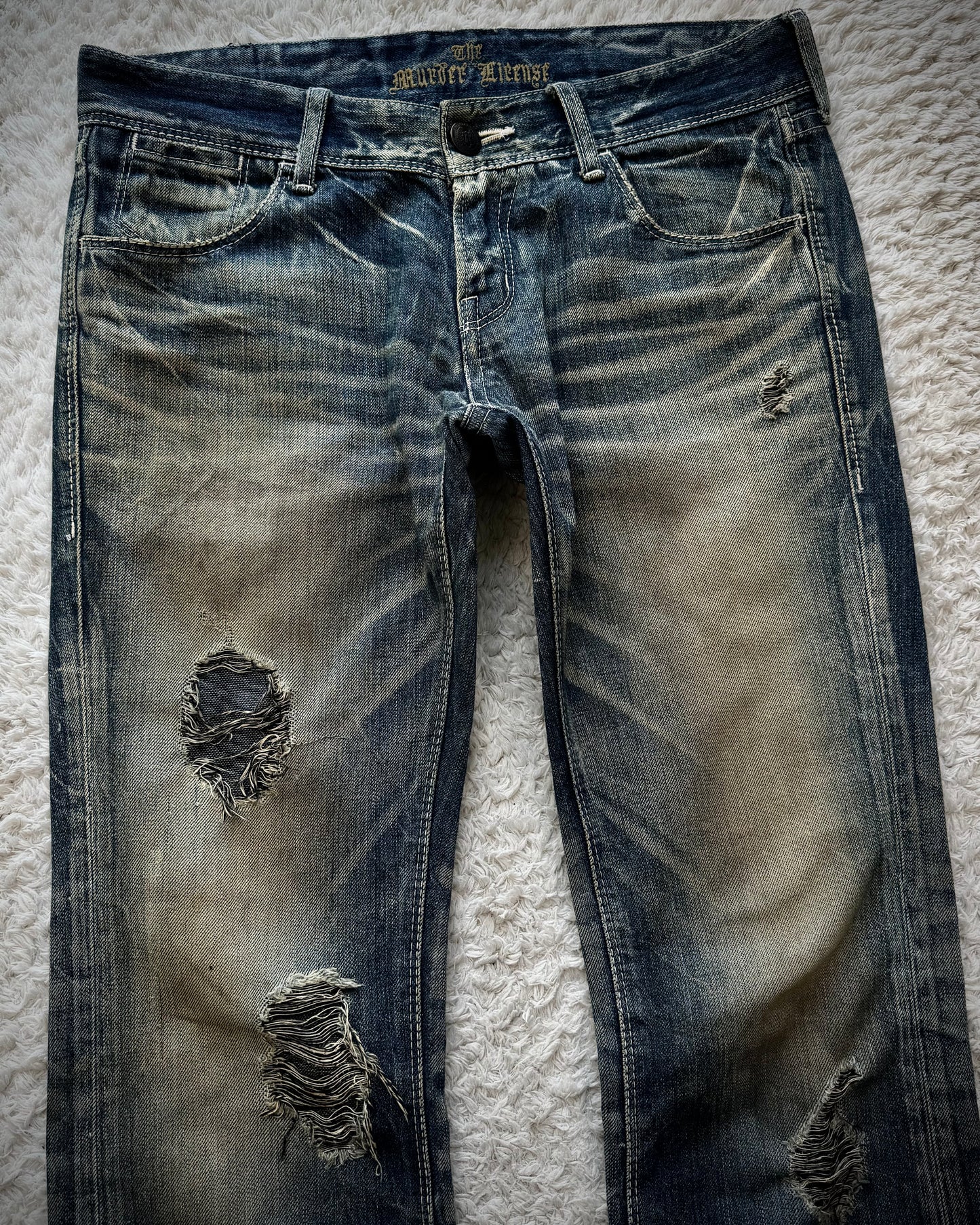 Murder License Mud Whiskered Honeycomb Washed Flared Jeans