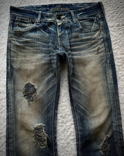 Murder License Mud Whiskered Honeycomb Washed Flared Jeans