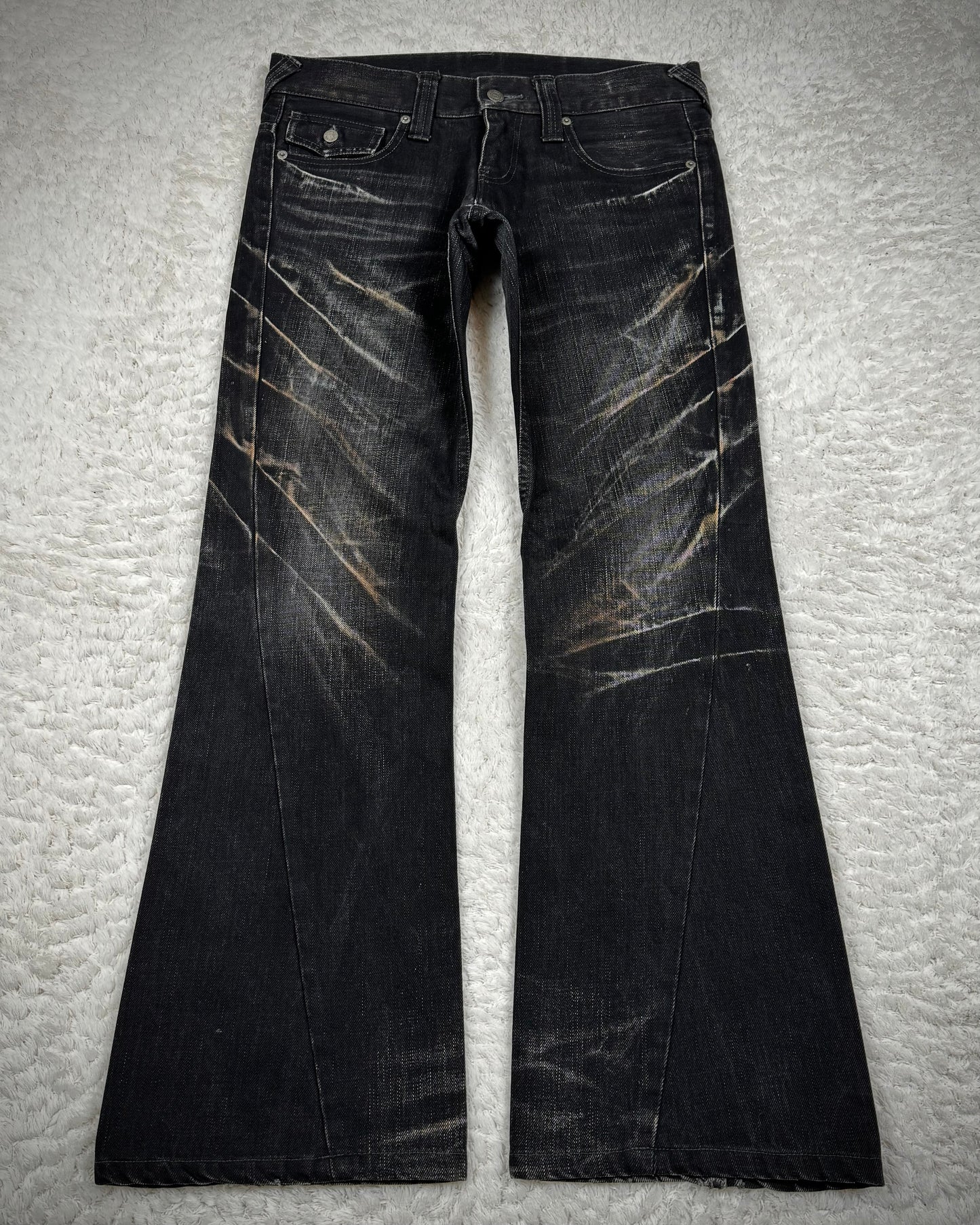 Tornado Mart Blood Clawmark Washed Spiral Flared Jeans
