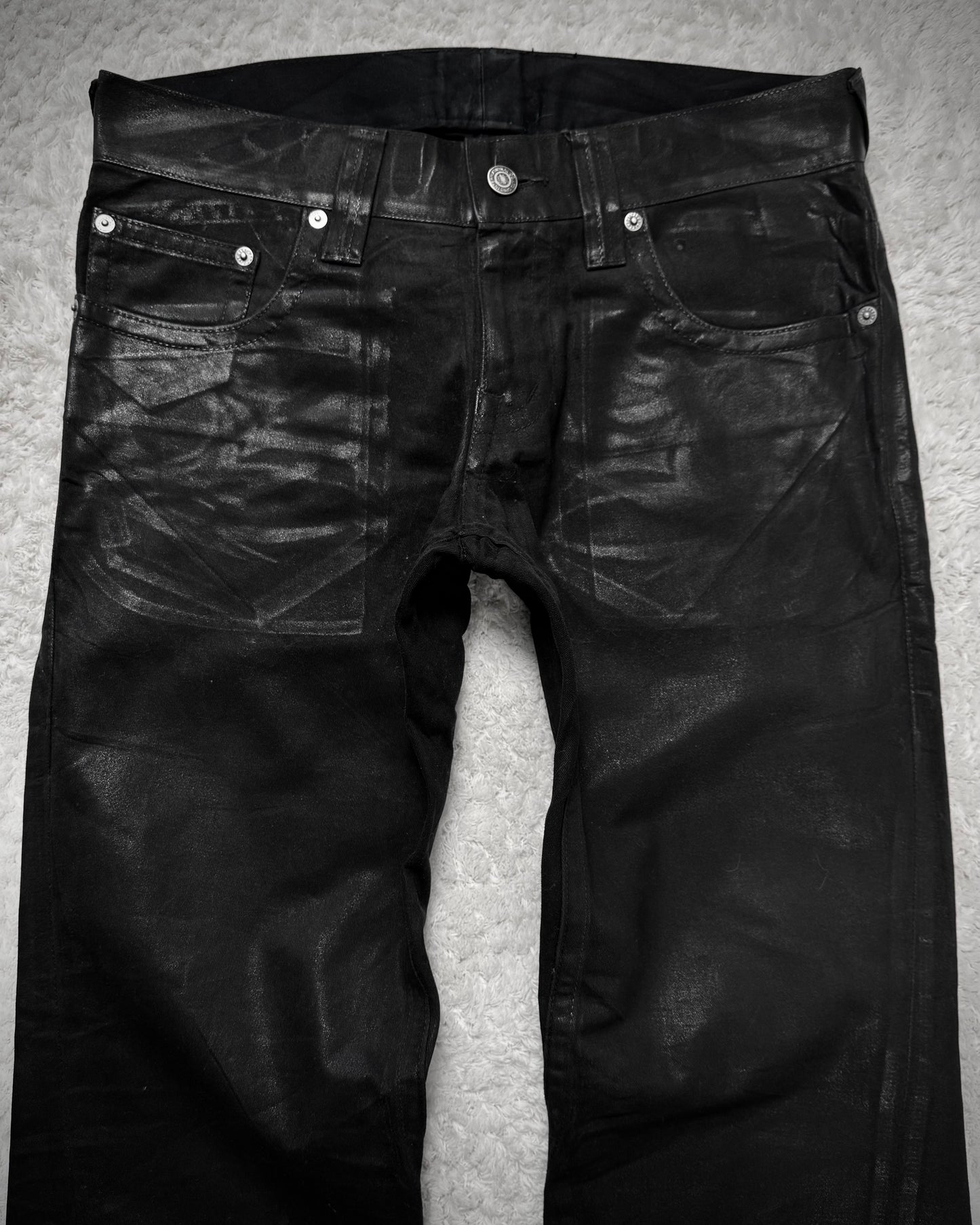 Tornado Mart Xray Waxed Tribal Embroidery Flared Jeans