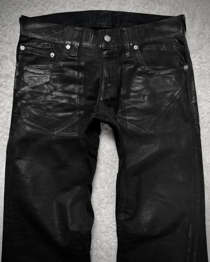 Tornado Mart Xray Waxed Tribal Embroidery Flared Jeans