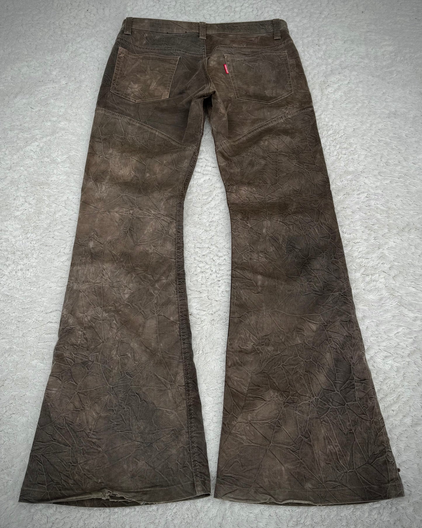 Tornado Mart Wood Textured Lace Up Flared Pants