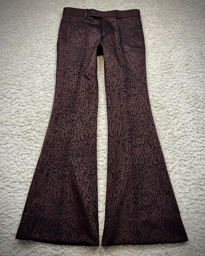 Tornado Mart Leopard Pattern Jacquard Pleated Flared Pants
