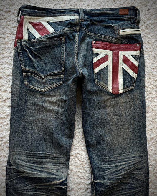 Nicole Club Leather UK Flag Whiskered Denim