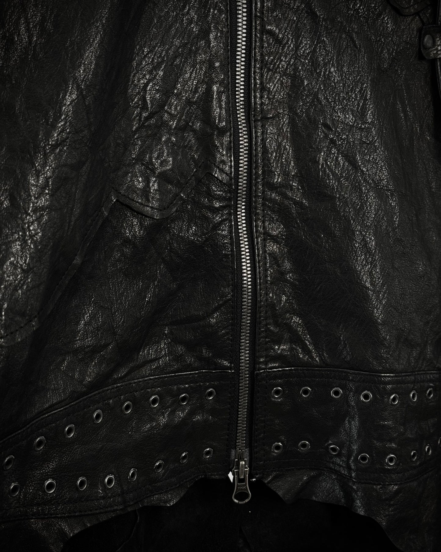 Yasuyuki Ishii Studded Raw Cut Leather Patchwork Jacket