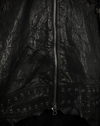 Yasuyuki Ishii Studded Raw Cut Leather Patchwork Jacket