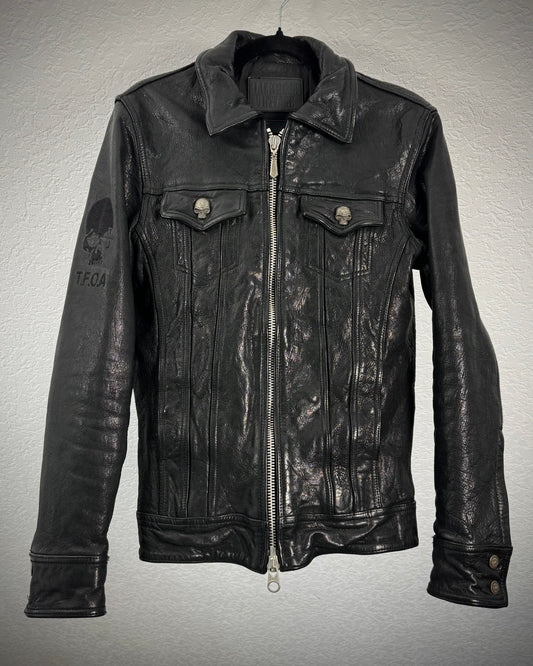 Jack Rose Skull Hardware Goatskin Leather Jacket