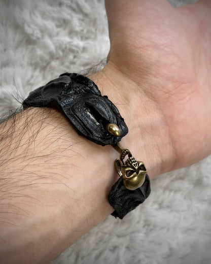 Raw Crocodile Skull Leather Bracelet
