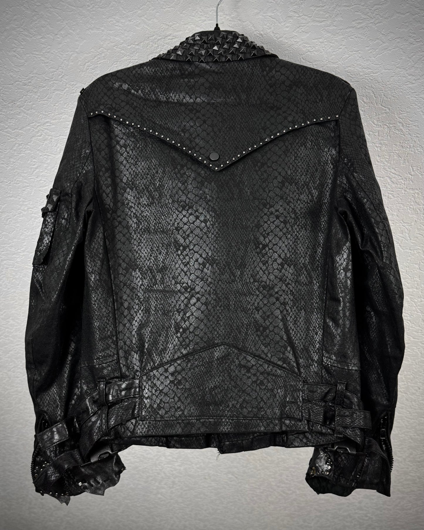 By The R Python Waxed Studded Biker Jacket