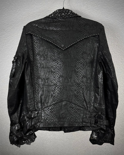 By The R Python Waxed Studded Biker Jacket