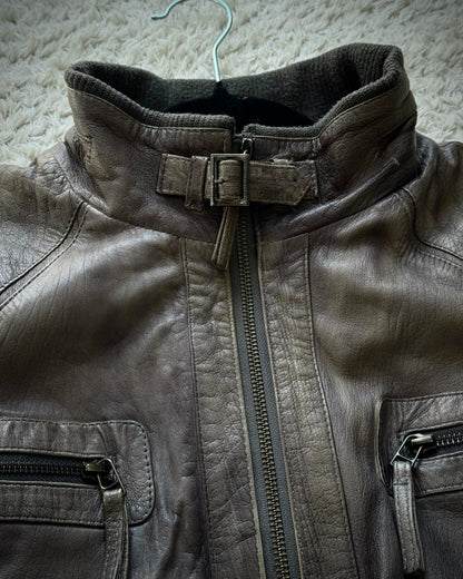 Prens Earthy Patina Grained Leather Jacket