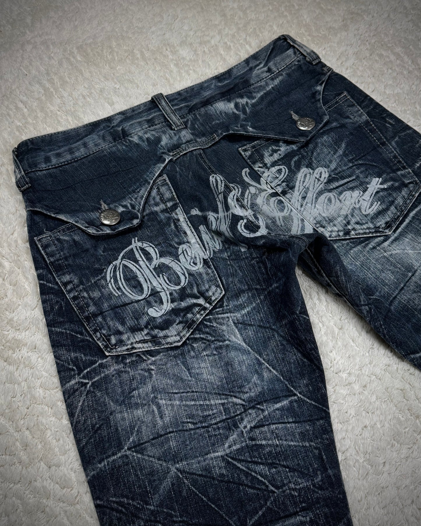 Wild Life Frost Washed Spider Web Bootcut Jeans