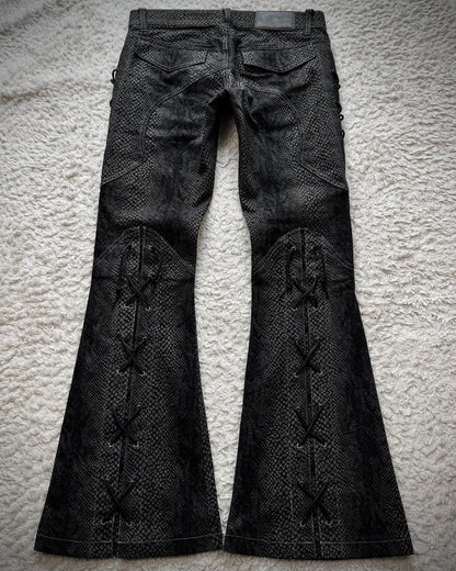 Tornado Mart Python Lace Up Flared Jeans