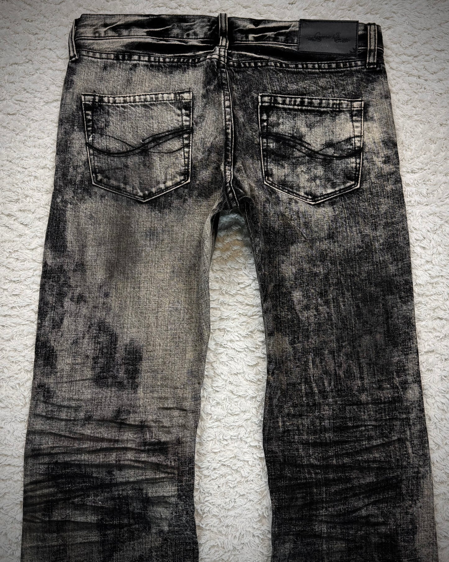 CavariA Ash Clawmarks Washed Flared Jeans