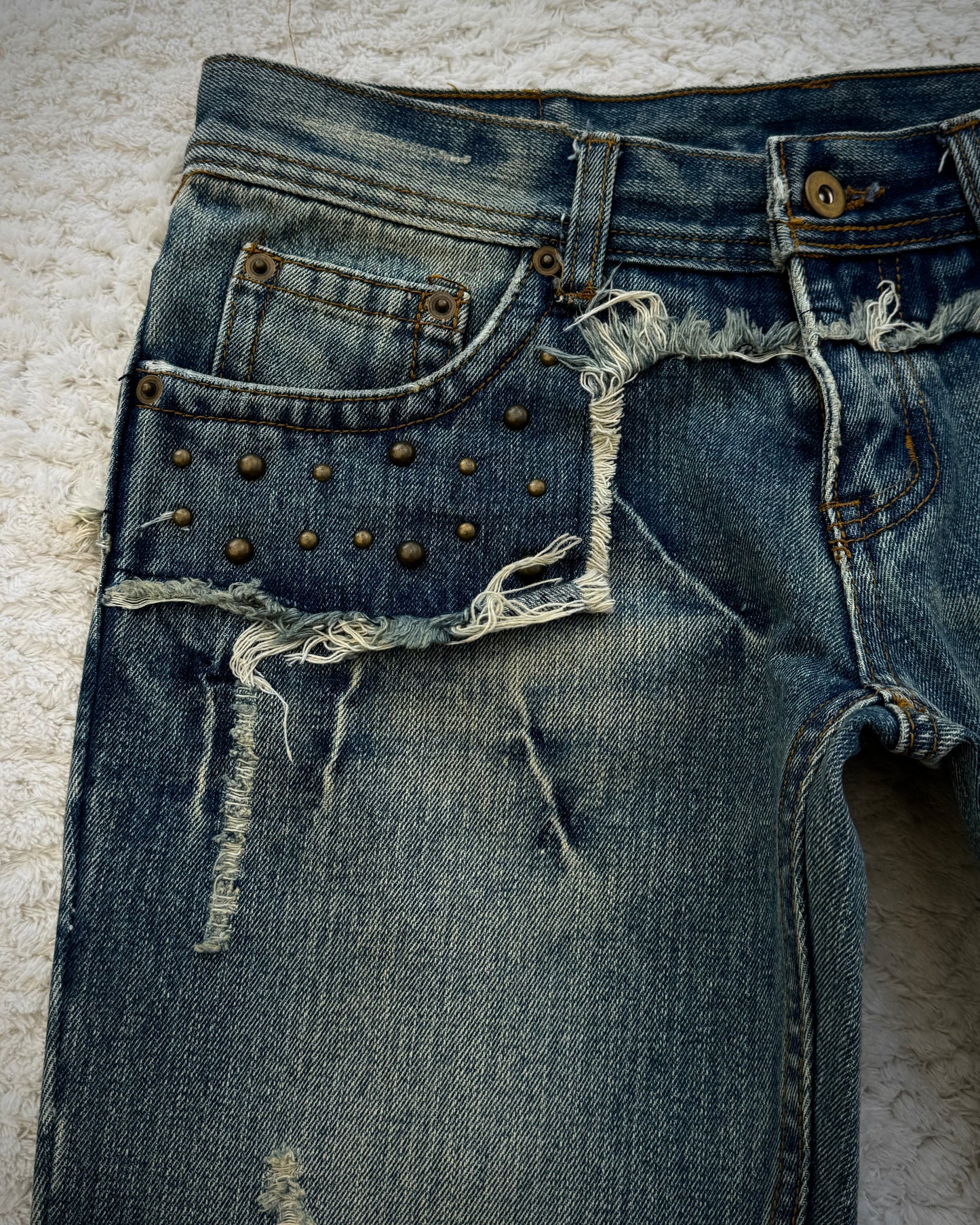 G-Land Edge Studded Distressed Bootcut Jeans