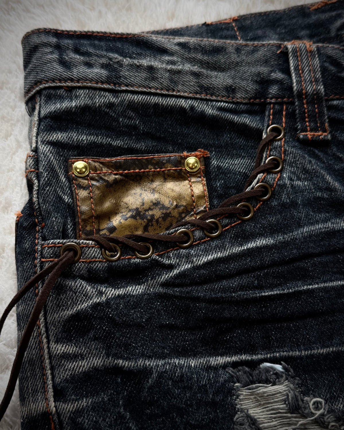 Zero Sail Leather Detailed Vintage Bootcut Jeans