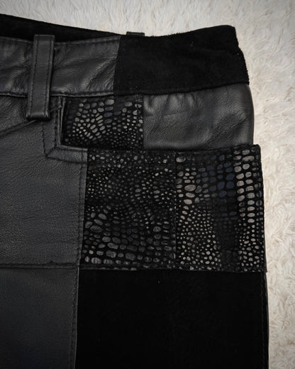 Patrick Cox Flared Textured Leather Patchwork Pants