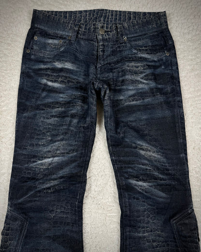 Tornado Mart Python Pattern Lace Up Flared Pants