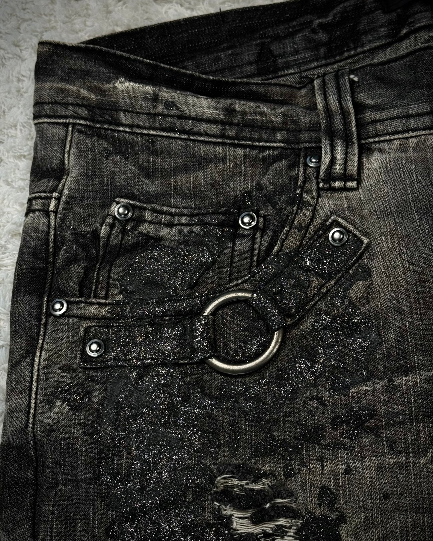 Lowbox Luster Splatter Mud Washed Bootcut Jeans
