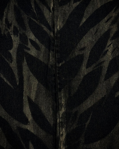 Black Baccara Fringed Zebra Washed Flared Jeans