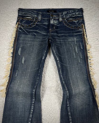 Tornado Mart Spiral Fringe Flared Jeans
